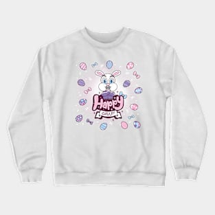 rabbit greeting happy easter Crewneck Sweatshirt